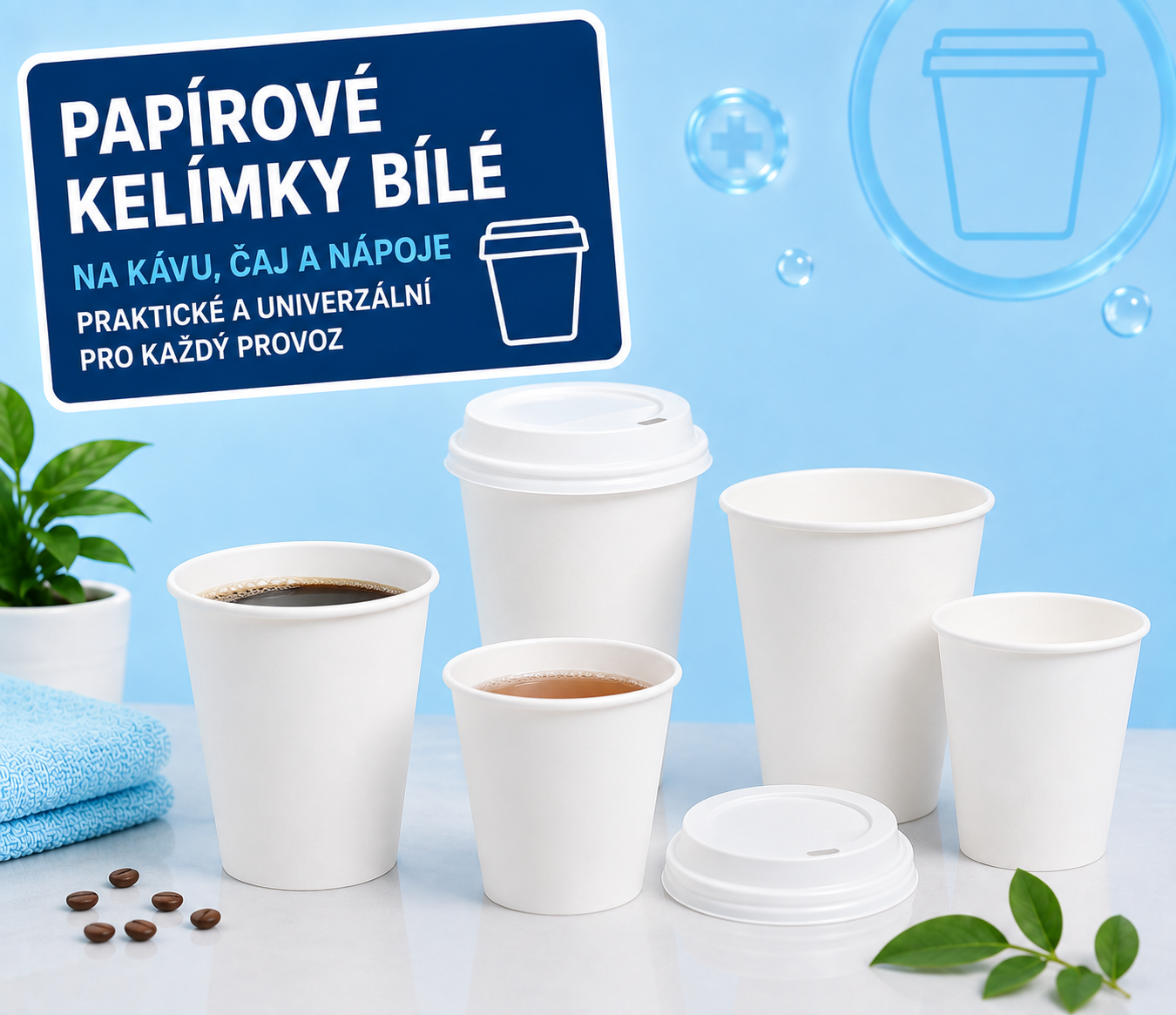 Papírové kelímky bílé