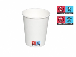 Kelímek papírový 180/200 ml 7 oz 74 mm bílý – EU logo, 50 ks
